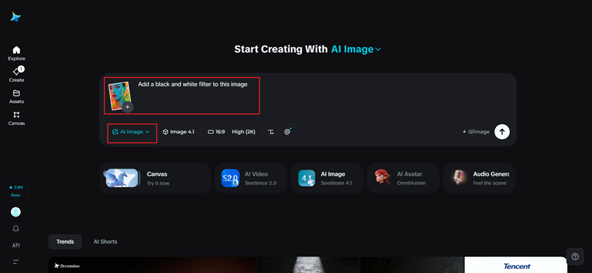 Example of a prompt: Add a black and white filter to this image.